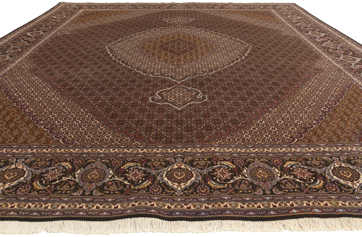 10 x 13 - Black Vintage Persian Tabriz Rug - 79825
