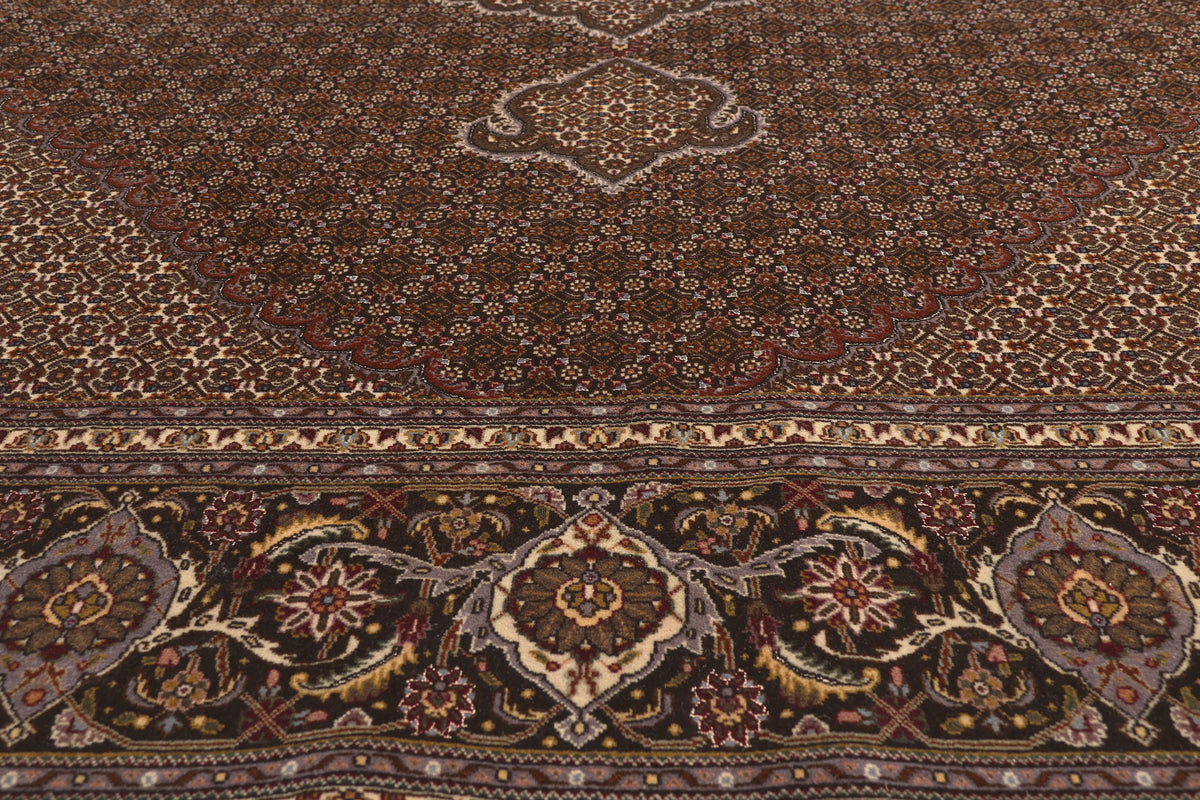 10 x 13 - Black Vintage Persian Tabriz Rug - 79825