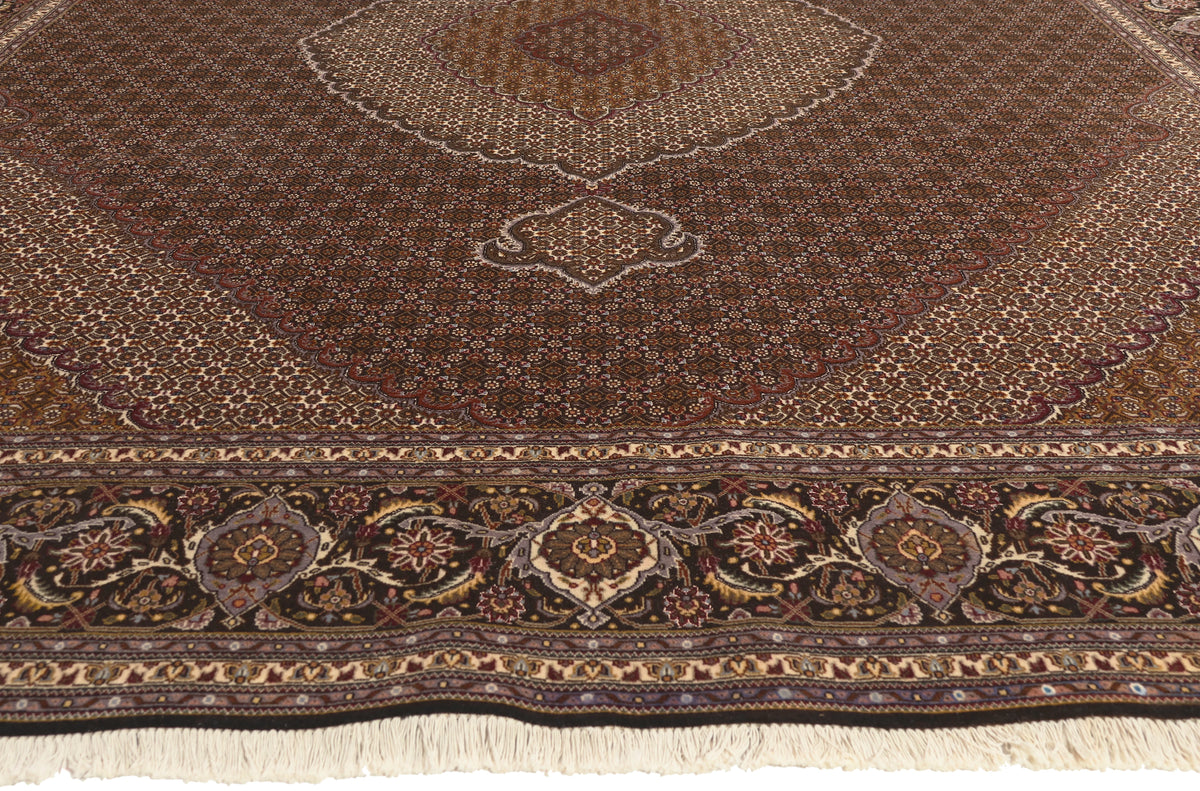 10 x 13 - Black Vintage Persian Tabriz Rug - 79825