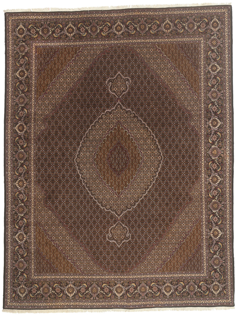 10 x 13 - Black Vintage Persian Tabriz Rug - 79825