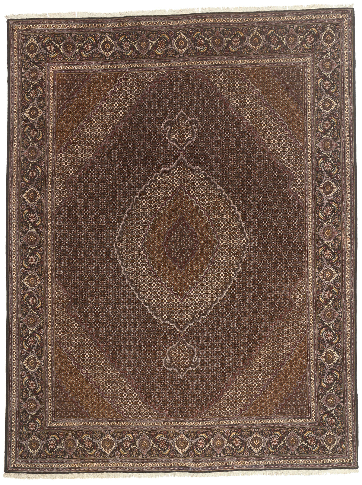 10 x 13 - Black Vintage Persian Tabriz Rug - 79825