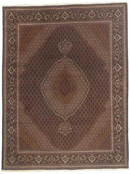 10 x 13 - Black Vintage Persian Tabriz Rug - 79825