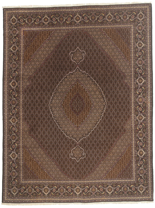 10 x 13 - Black Vintage Persian Tabriz Rug - 79825