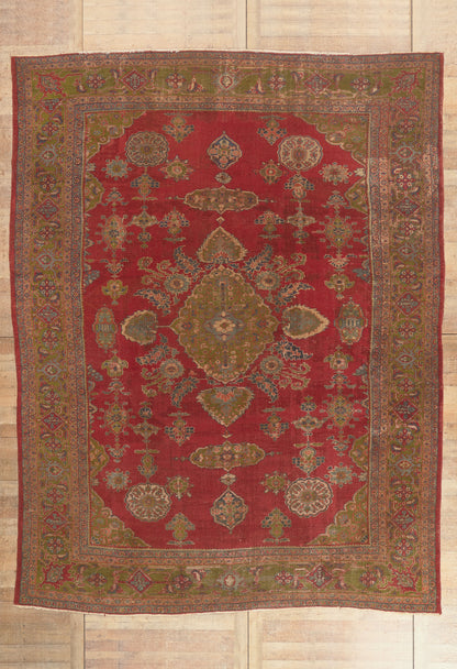 11 x 14 - Red Antique Persian Sultanabad Rug - 79827