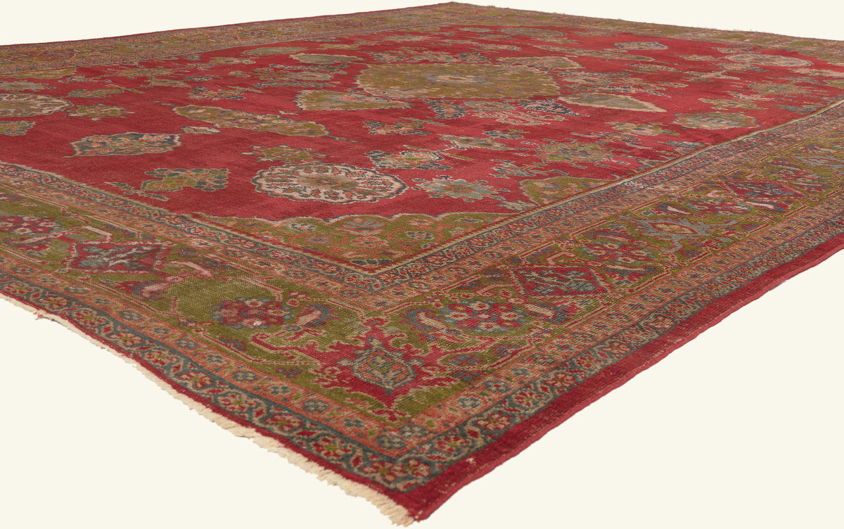11 x 14 - Red Antique Persian Sultanabad Rug - 79827