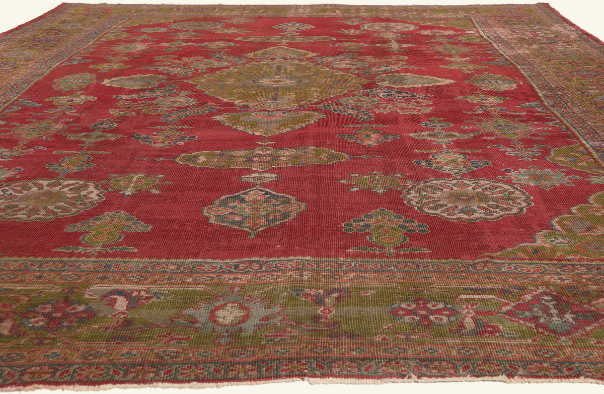 11 x 14 - Red Antique Persian Sultanabad Rug - 79827