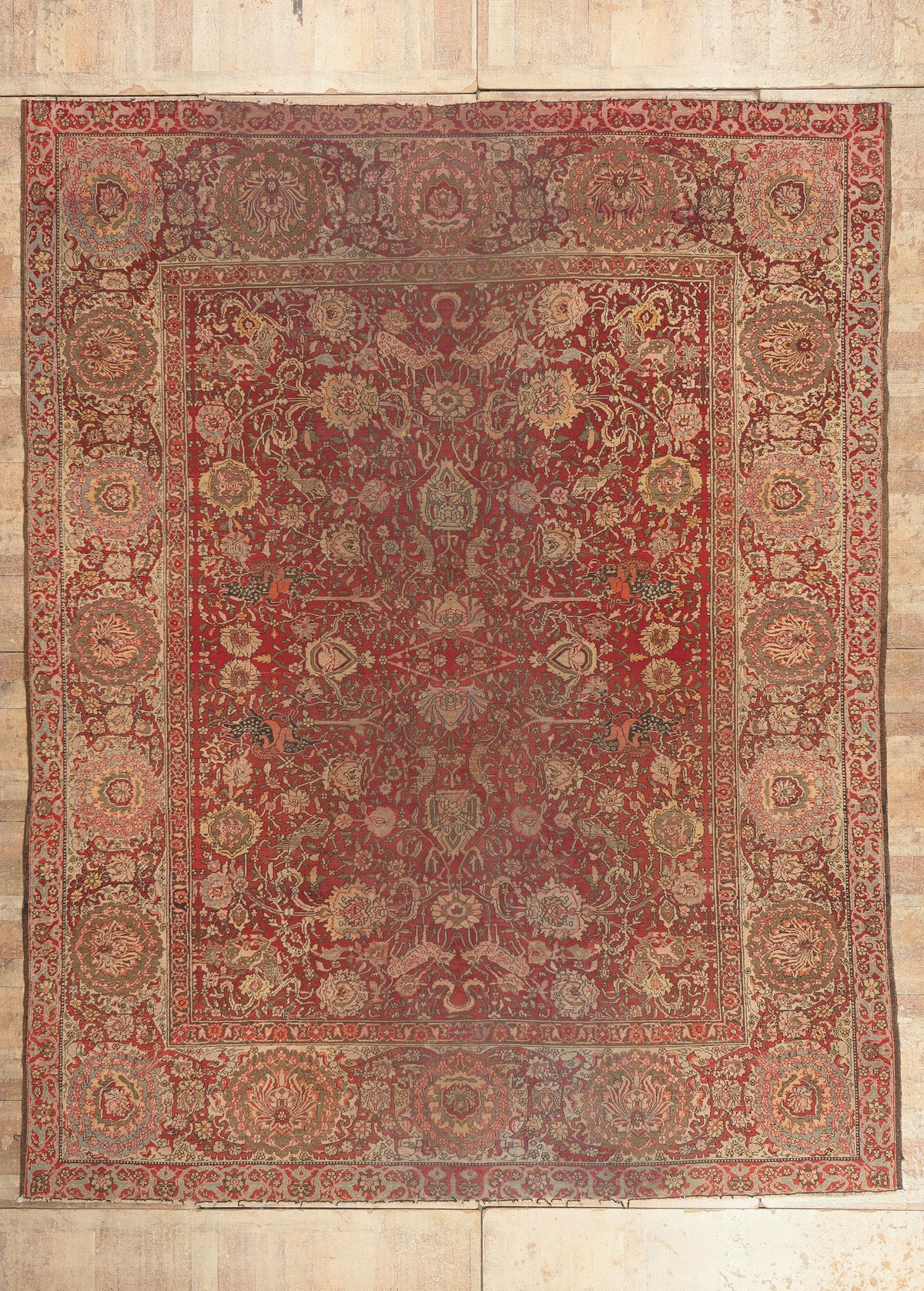 12 x 16 - Red Antique Indian Agra Rug - 79828