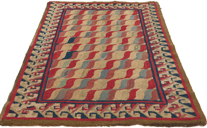 3 x 4 - Multicolor Antique American Hooked Rug - 79830