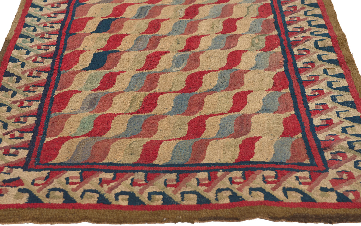 3 x 4 - Multicolor Antique American Hooked Rug - 79830