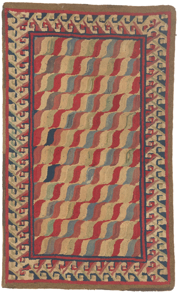 3 x 4 - Multicolor Antique American Hooked Rug - 79830