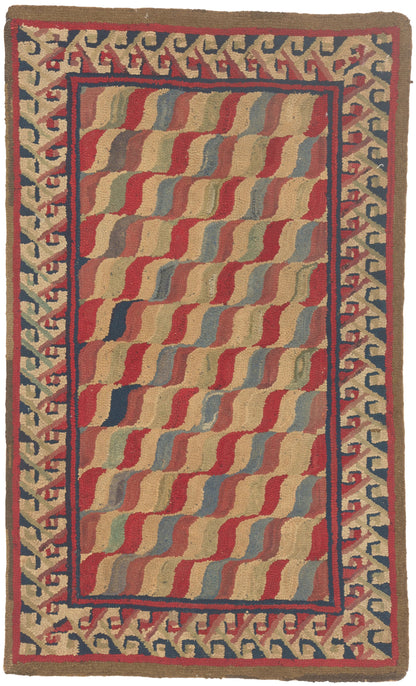 3 x 4 - Multicolor Antique American Hooked Rug - 79830