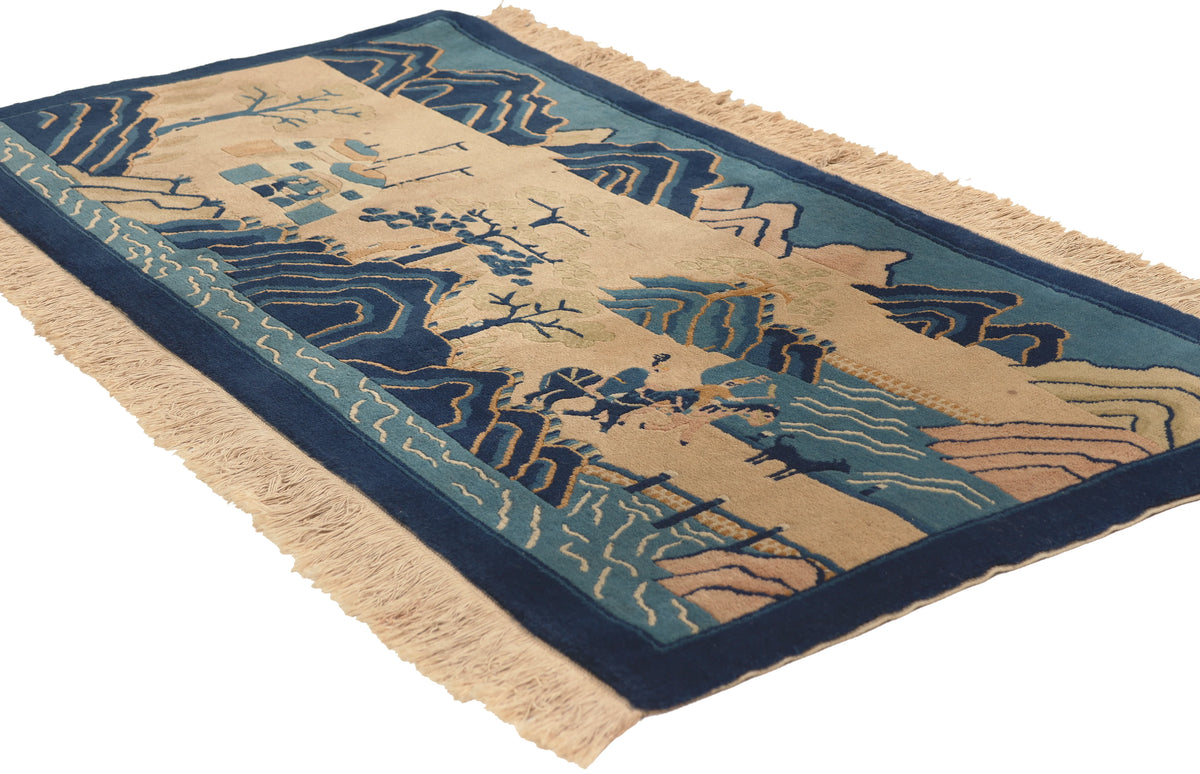 2 x 4 - Light Blue Antique Chinese Baotou Rug - 79833