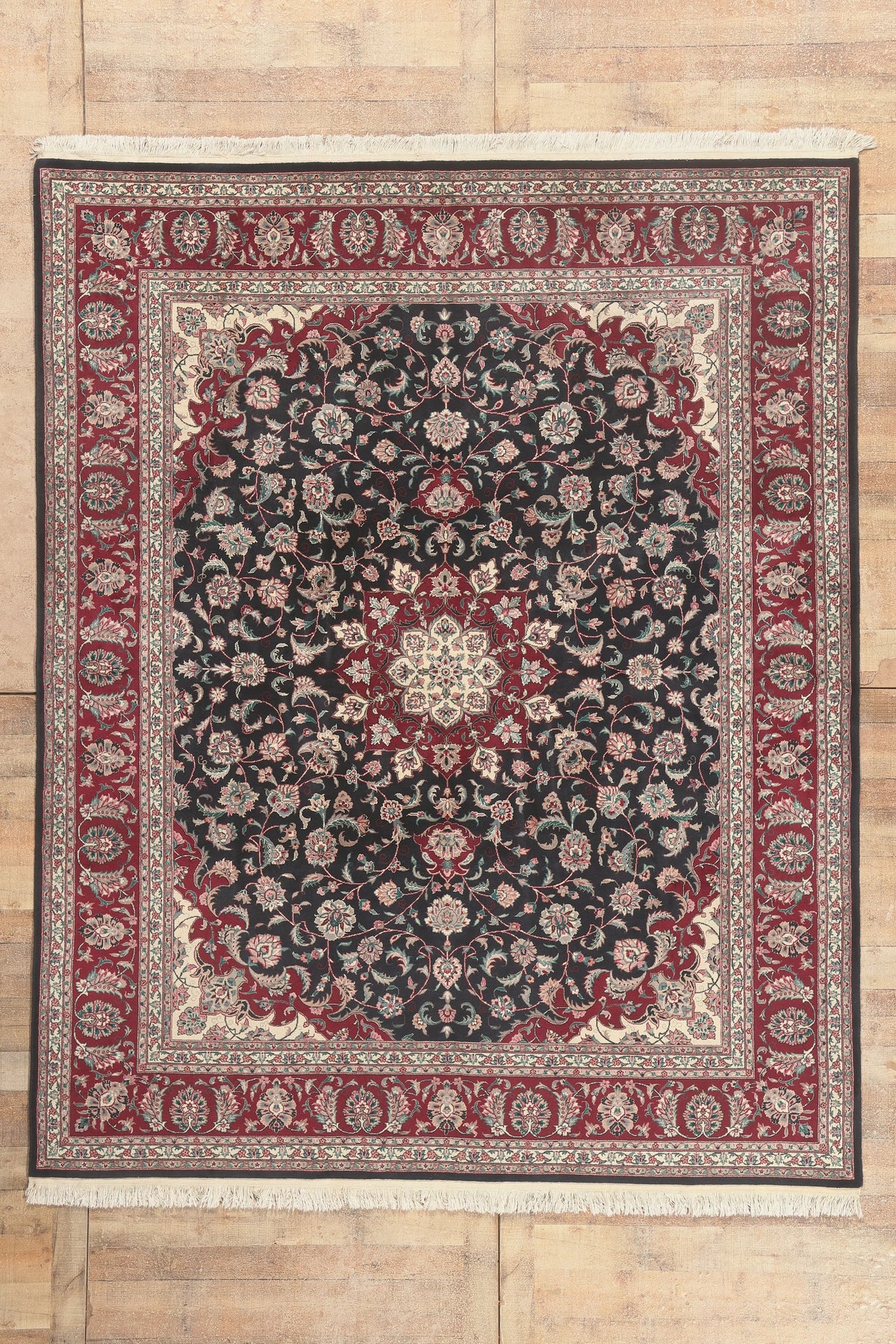 8 x 10 - Black Vintage Chinese Tabriz Rug - 79835