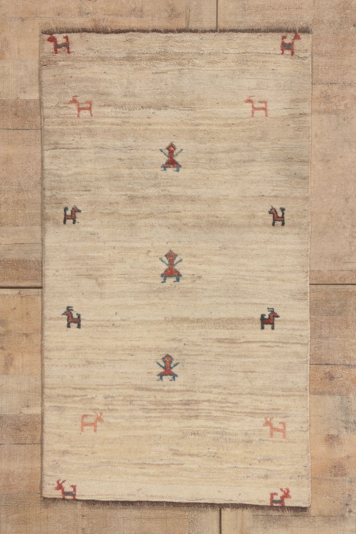 3 x 5 - Beige Vintage Persian Gabbeh Rug - 79836