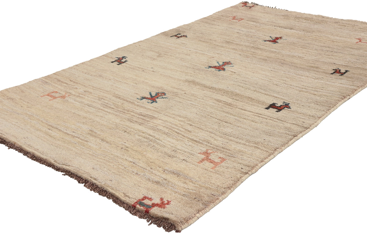 3 x 5 - Beige Vintage Persian Gabbeh Rug - 79836
