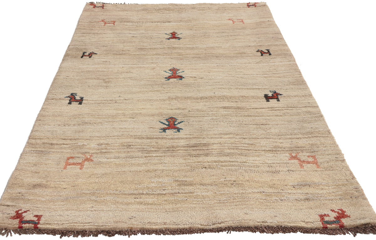3 x 5 - Beige Vintage Persian Gabbeh Rug - 79836