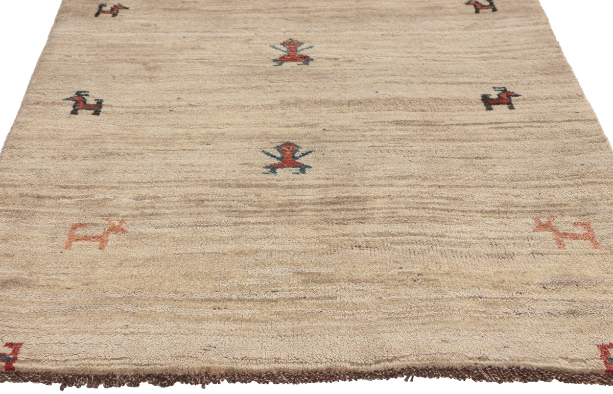 3 x 5 - Beige Vintage Persian Gabbeh Rug - 79836