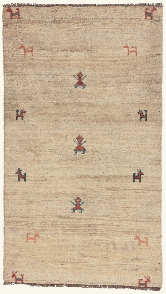 3 x 5 - Beige Vintage Persian Gabbeh Rug - 79836