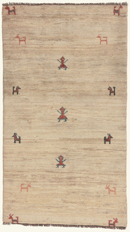 3 x 5 - Beige Vintage Persian Gabbeh Rug - 79836