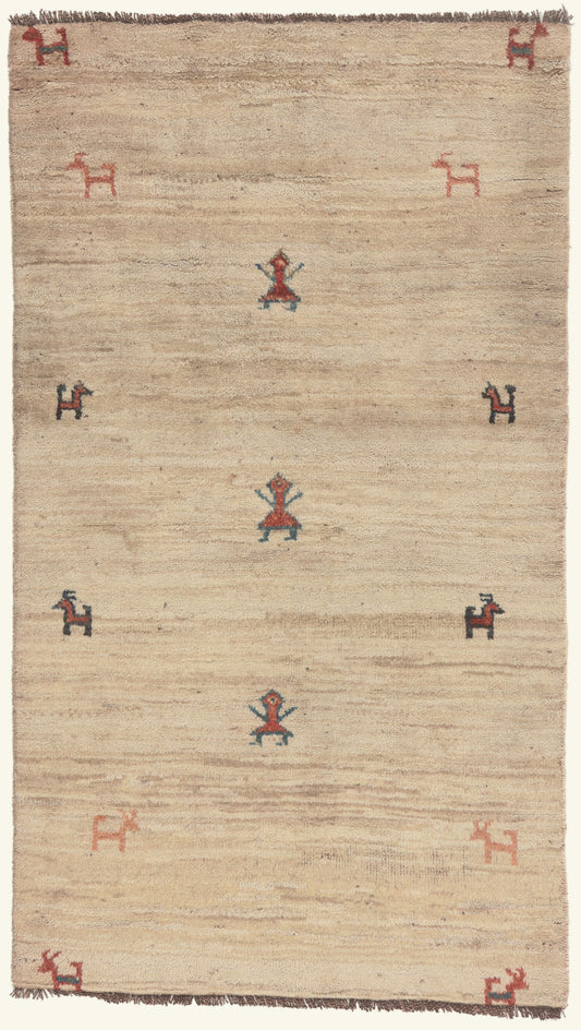 3 x 5 - Beige Vintage Persian Gabbeh Rug - 79836