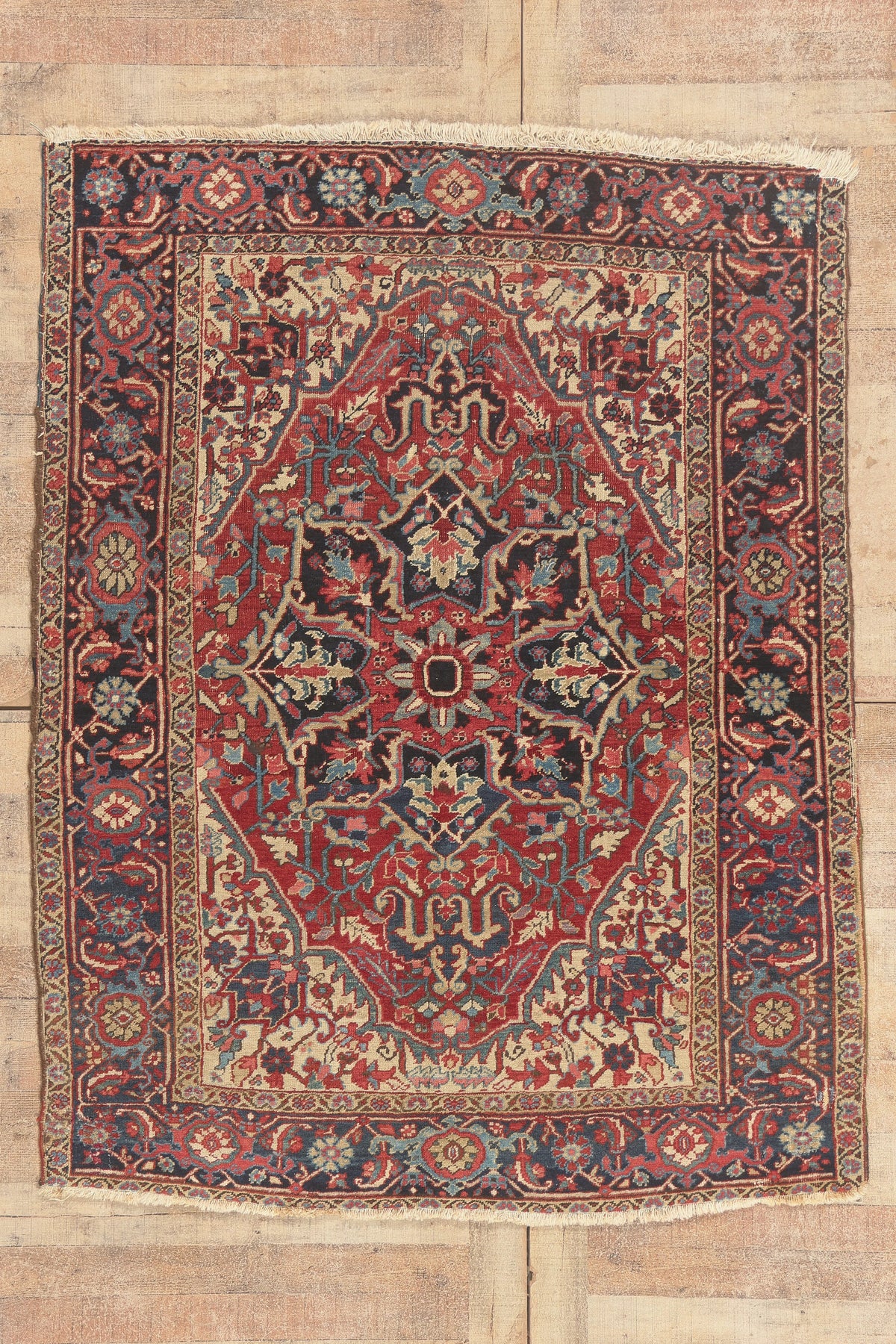 5 x 6 - Red Antique Persian Heriz Rug - 79837