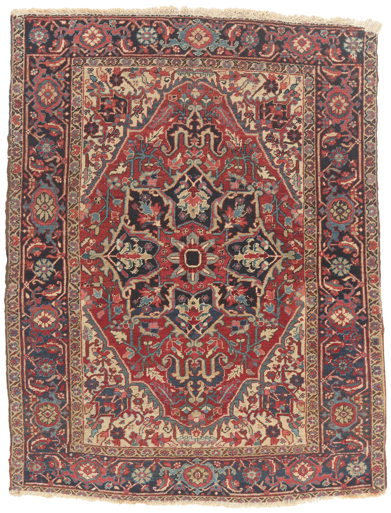 5 x 6 - Red Antique Persian Heriz Rug - 79837