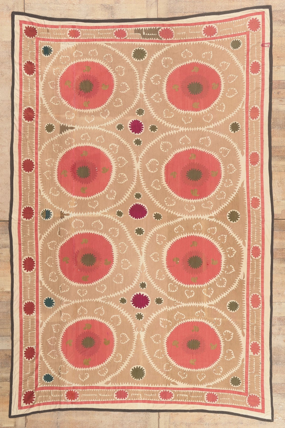 8 x 12 - Brown Antique Uzbek Suzani Rug - 79838