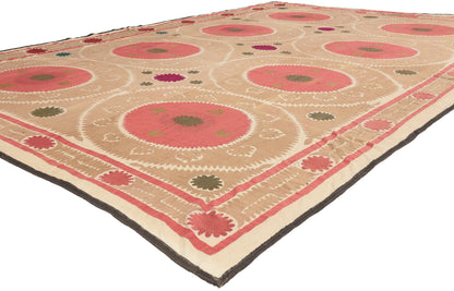 8 x 12 - Brown Antique Uzbek Suzani Rug - 79838