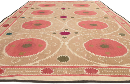 8 x 12 - Brown Antique Uzbek Suzani Rug - 79838