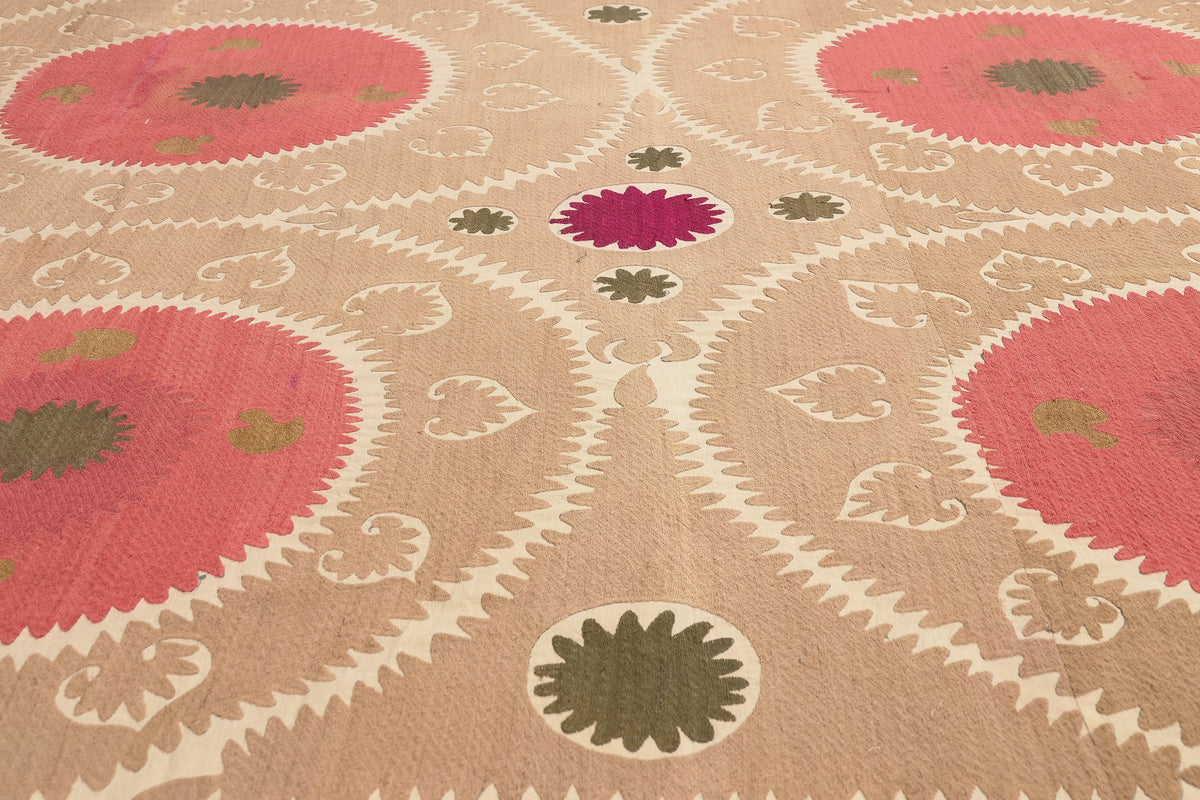 8 x 12 - Brown Antique Uzbek Suzani Rug - 79838
