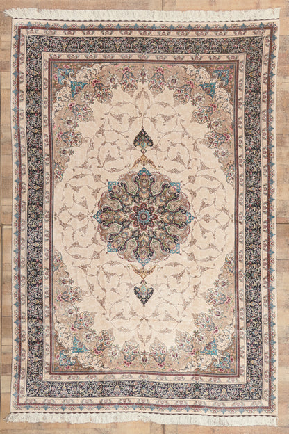 6 x 9 - Ivory New Persian Qum Rug - 79839