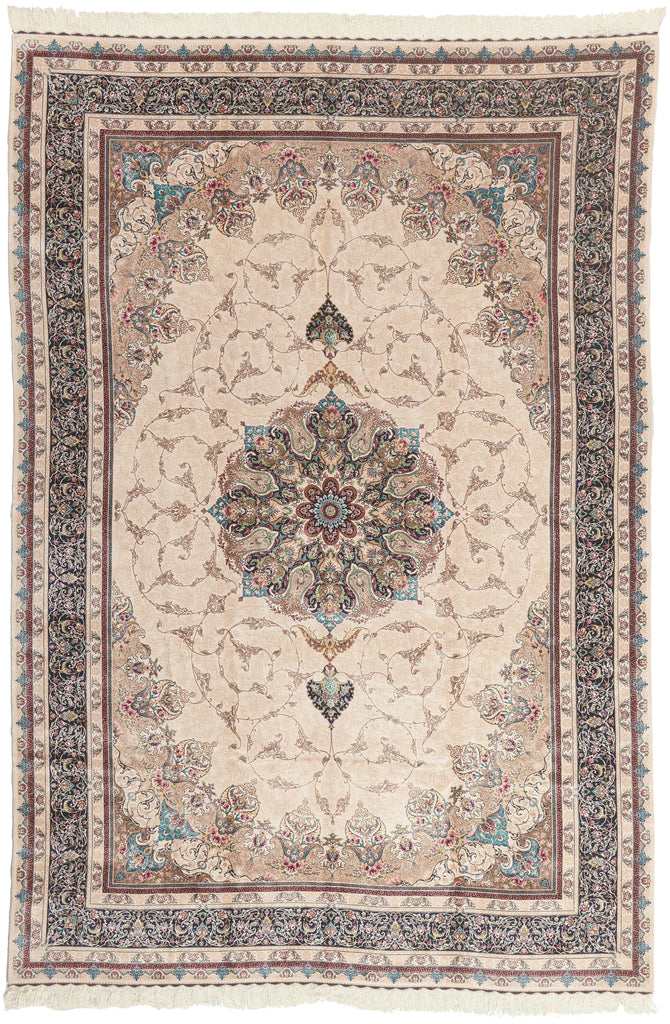 6 x 9 - Ivory New Persian Qum Rug - 79839