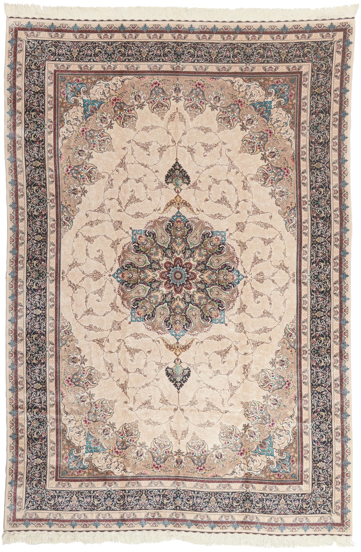 6 x 9 - Ivory New Persian Qum Rug - 79839