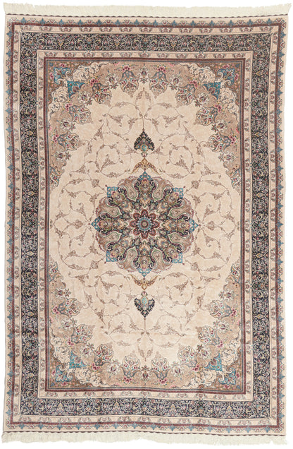 6 x 9 - Ivory New Persian Qum Rug - 79839