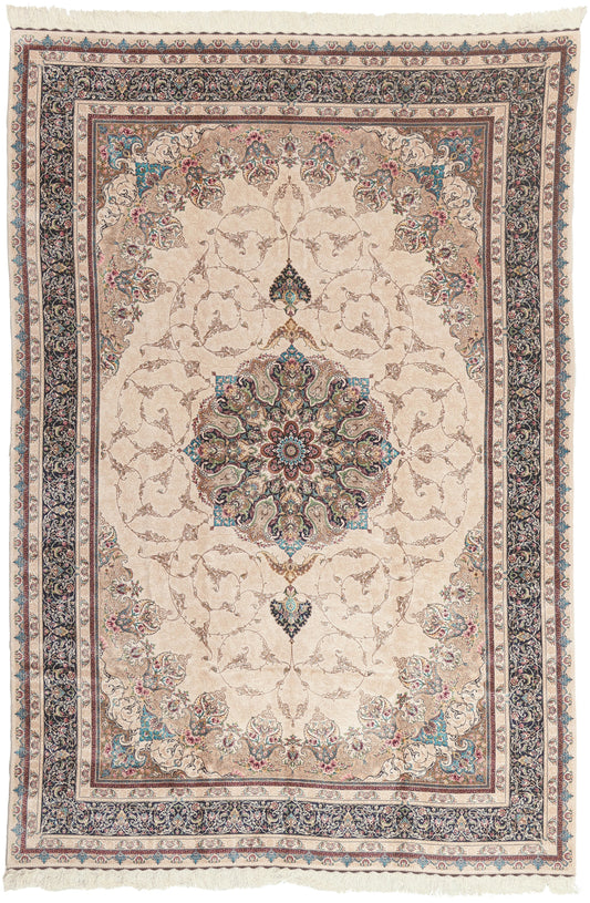 6 x 9 - Ivory New Persian Qum Rug - 79839