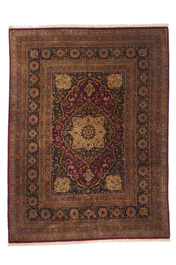 9 x 12 - Burgundy Vintage Indian Tabriz Rug - 79878