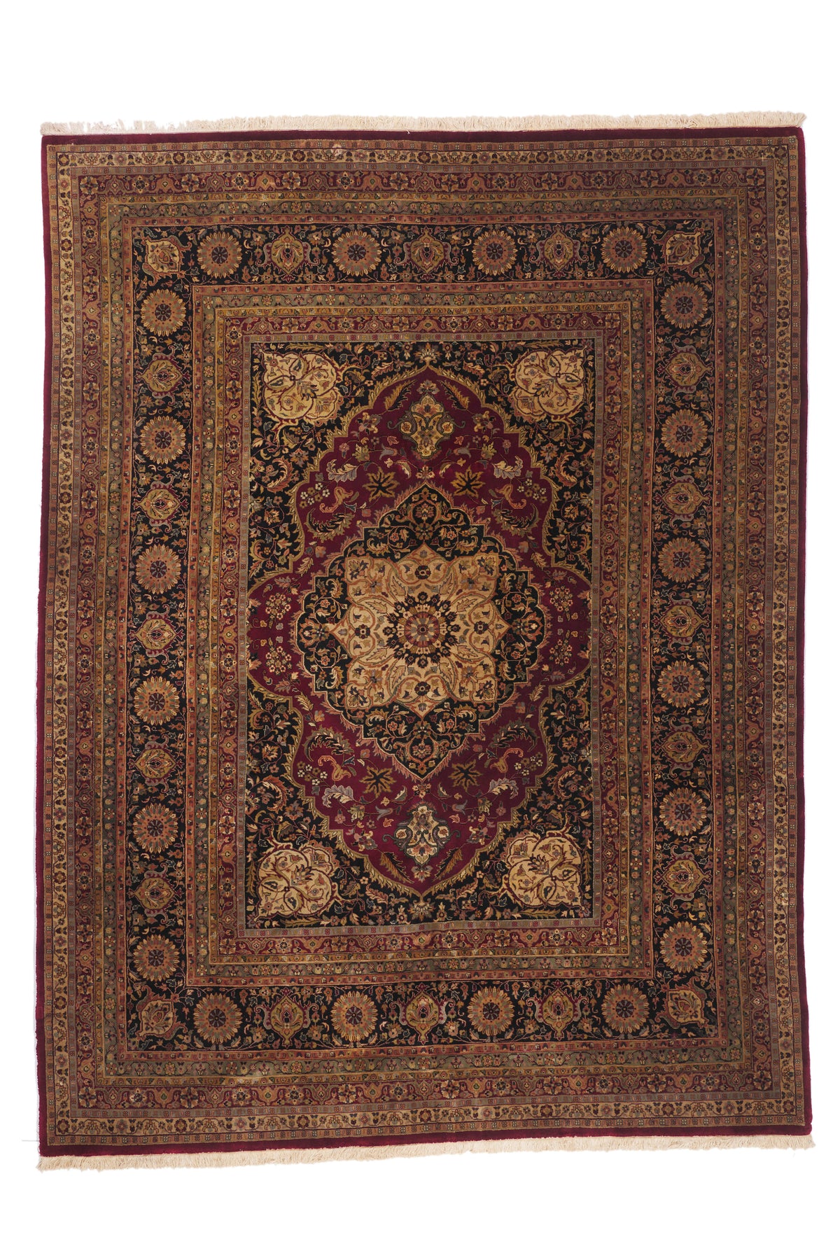 9 x 12 - Burgundy Vintage Indian Tabriz Rug - 79878