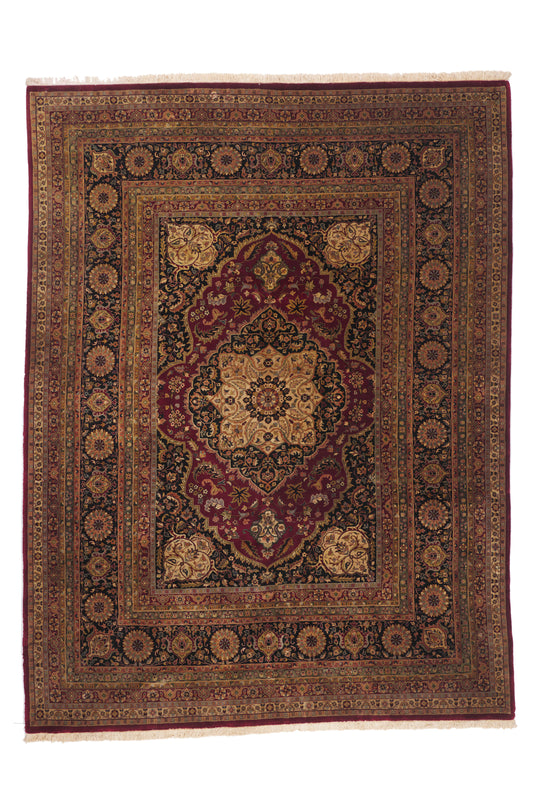 9 x 12 - Burgundy Vintage Indian Tabriz Rug - 79878