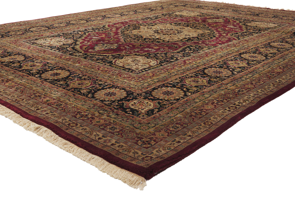 9 x 12 - Burgundy Vintage Indian Tabriz Rug - 79878