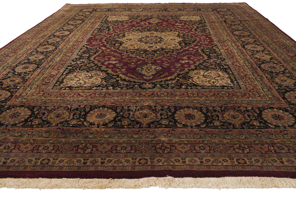 9 x 12 - Burgundy Vintage Indian Tabriz Rug - 79878