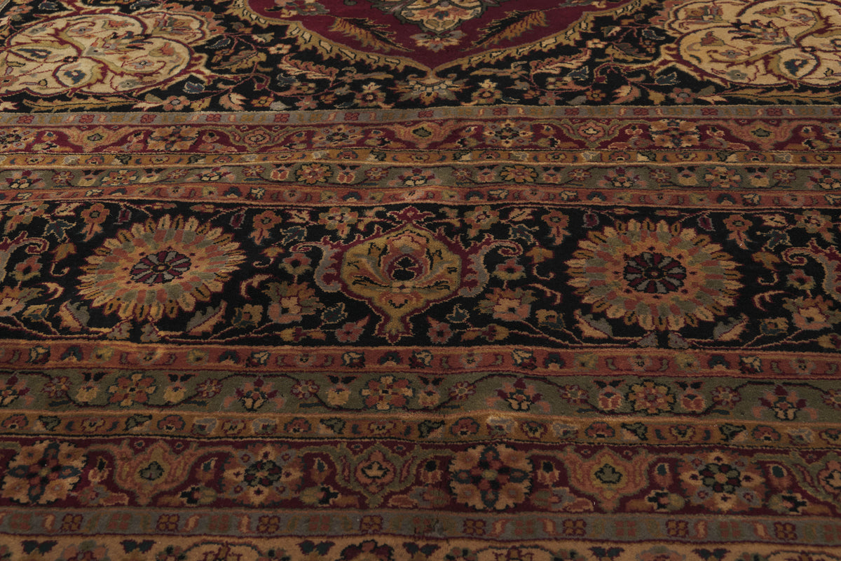 9 x 12 - Burgundy Vintage Indian Tabriz Rug - 79878