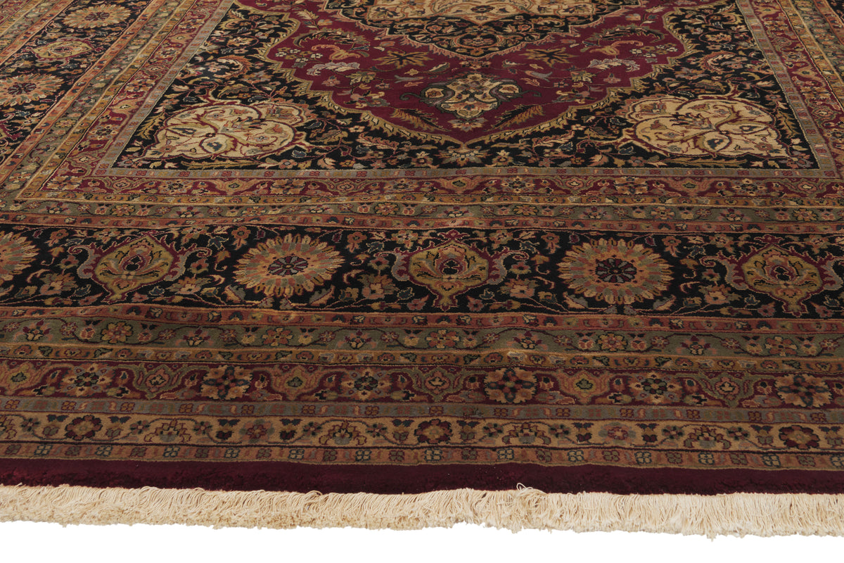 9 x 12 - Burgundy Vintage Indian Tabriz Rug - 79878