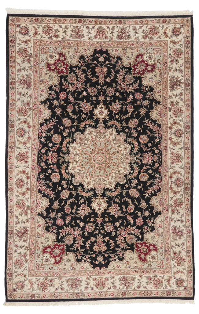 6 x 9 - Black Vintage Chinese Tabriz Rug - 79893