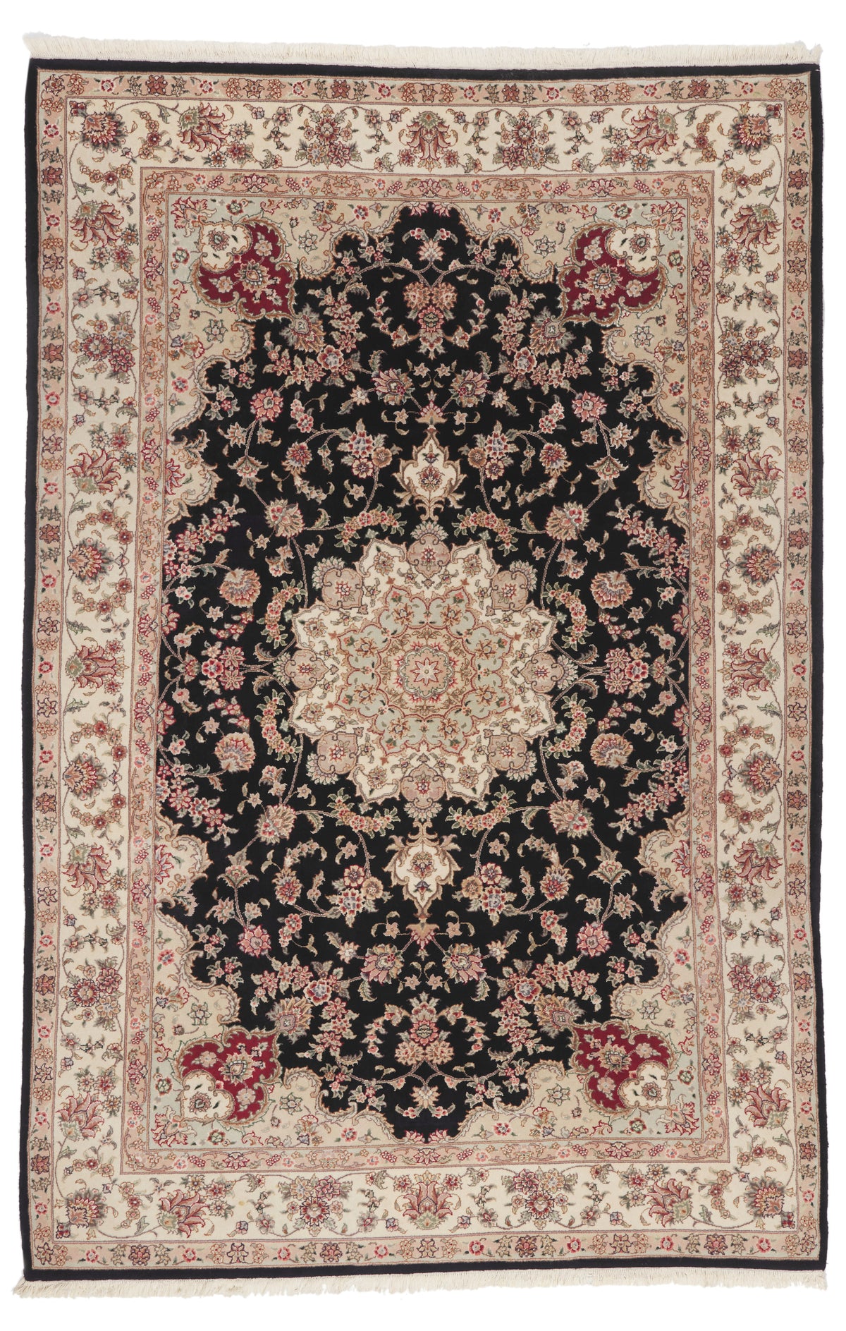6 x 9 - Black Vintage Chinese Tabriz Rug - 79893