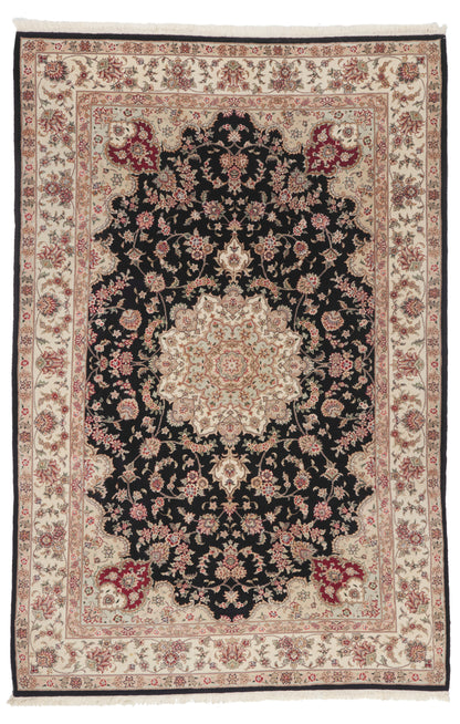 6 x 9 - Black Vintage Chinese Tabriz Rug - 79893