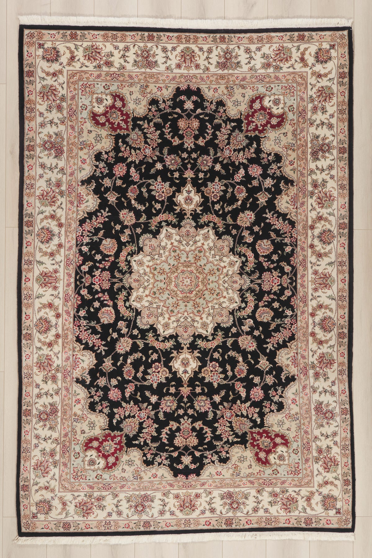 6 x 9 - Black Vintage Chinese Tabriz Rug - 79893
