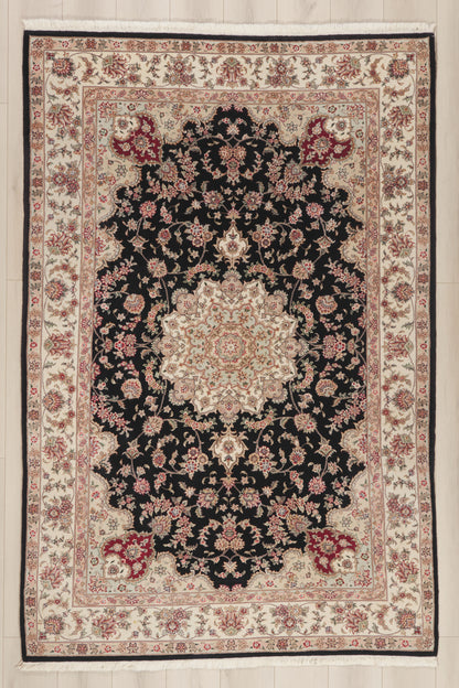 6 x 9 - Black Vintage Chinese Tabriz Rug - 79893