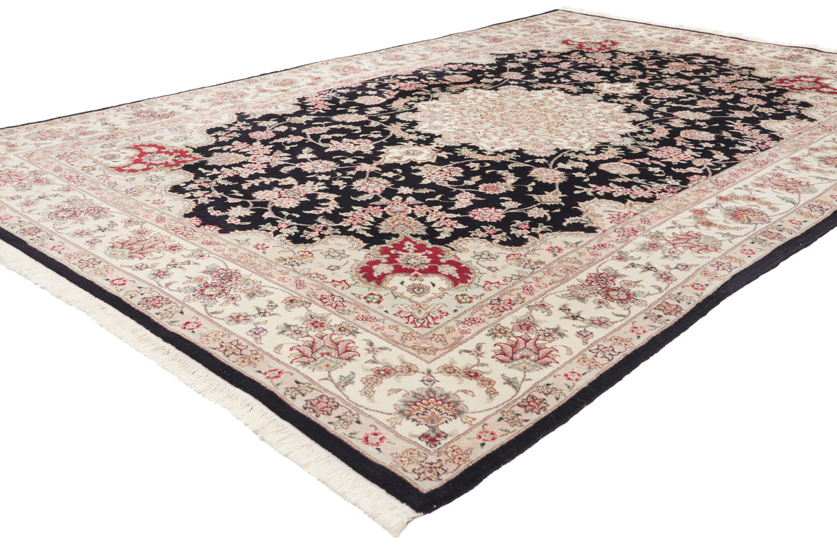 6 x 9 - Black Vintage Chinese Tabriz Rug - 79893