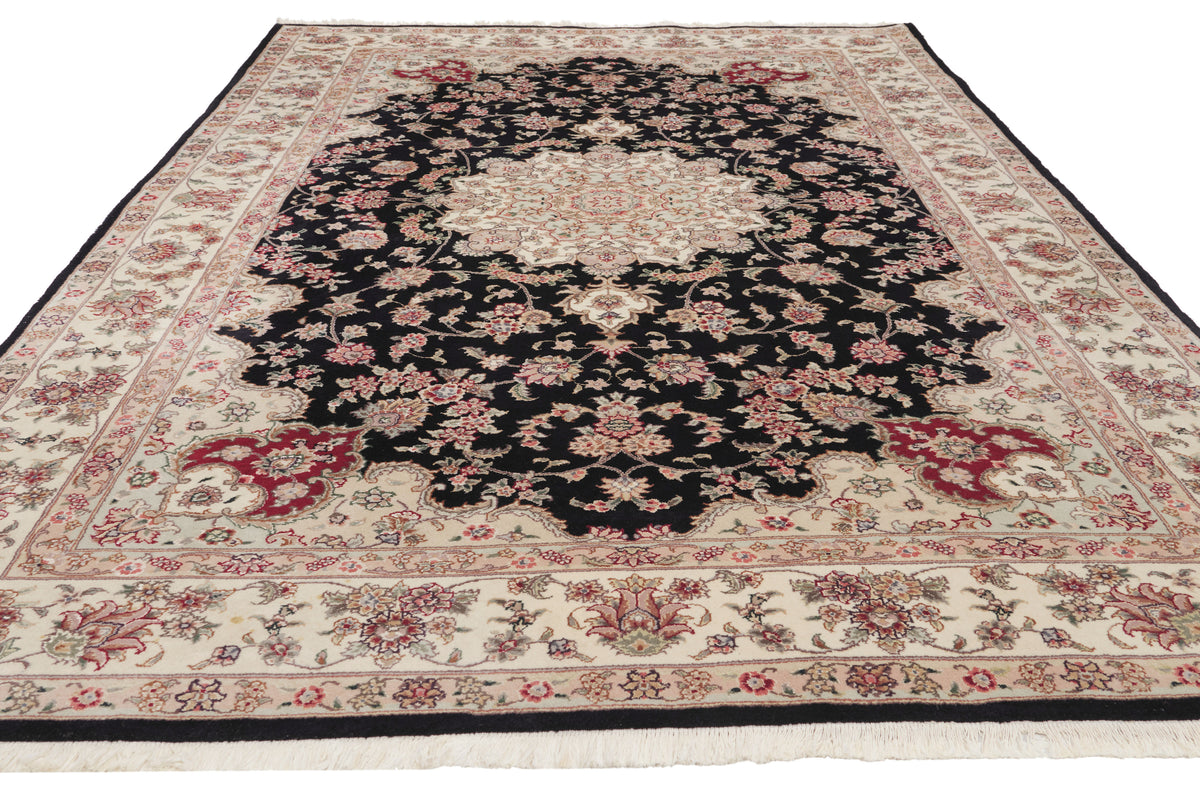 6 x 9 - Black Vintage Chinese Tabriz Rug - 79893