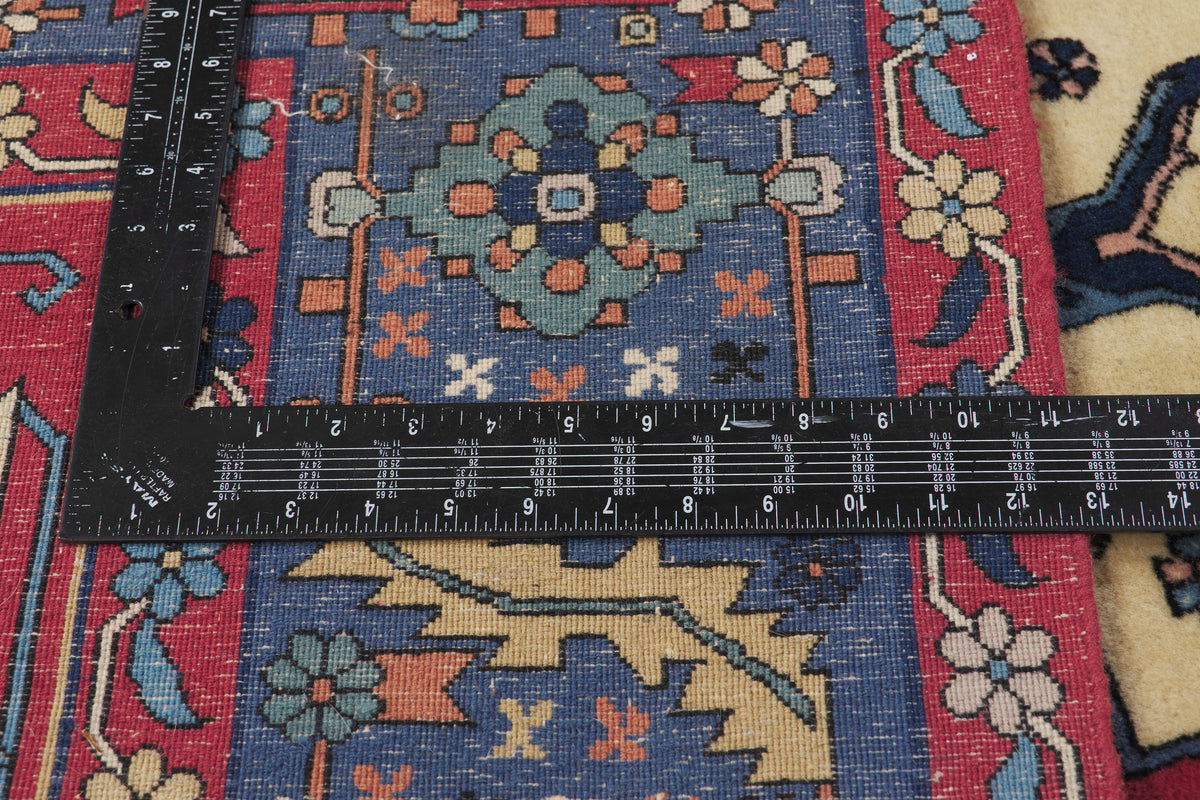 9 x 12 - Ivory Vintage Turkish Heriz Rug - 79894